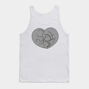 Cute Gray Cat Heart Tank Top